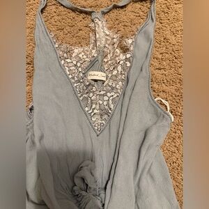 Mustard Seed Blue Lace Accent Top